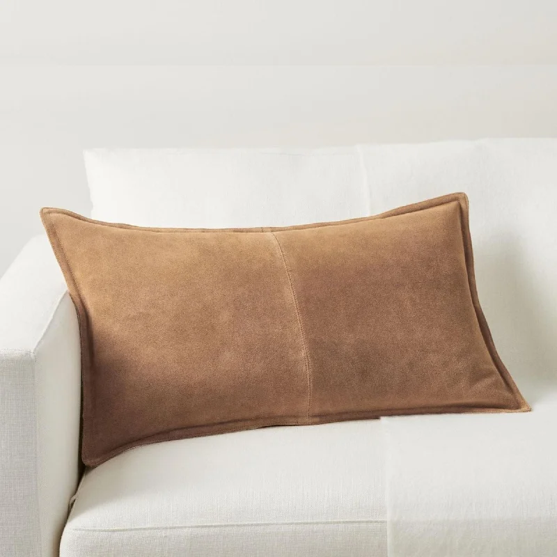 Suede Leather Lumbar Pillow Cover Decorative Cushion Case for Couch and Sofa