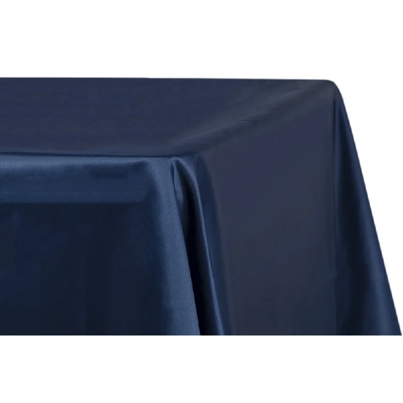 Lamour Satin 90"x132" Rectangular Oblong Tablecloth - Navy Blue