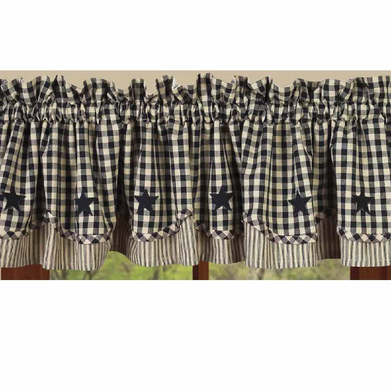 Black Nutmeg Heritage House Check W/ Black Star Fairfield Valance Lined VF040011