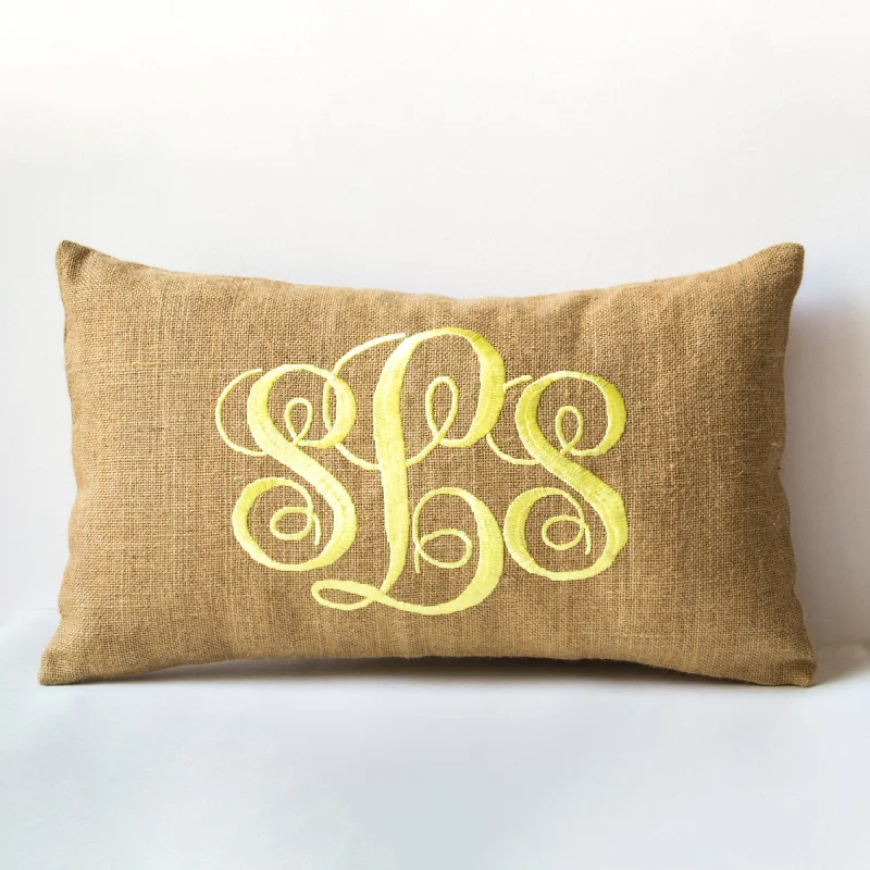 Cursive Three Letters Monogram Pillows Initial Cushion Wedding Pillow