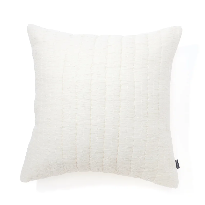 Solid Gather Cushion Cover 450 x 450  Ivory