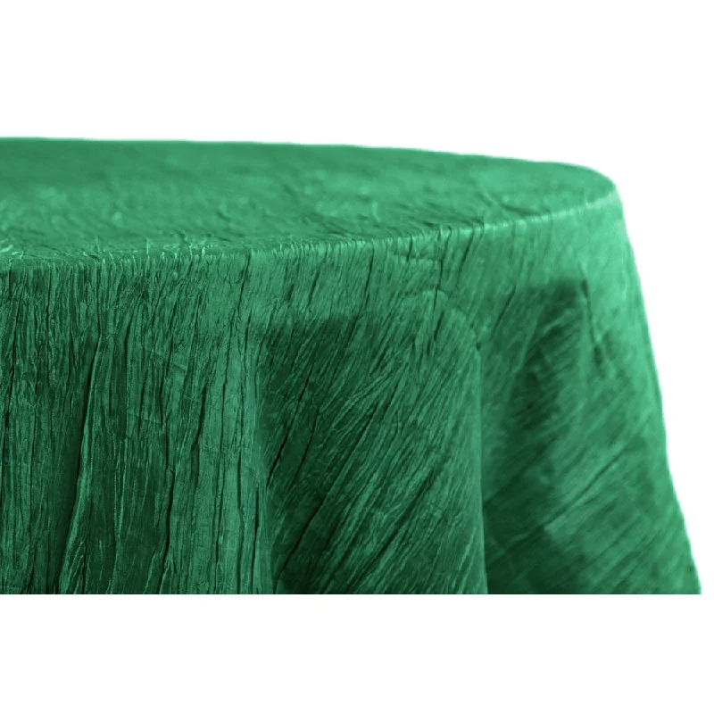 Accordion Crinkle Taffeta 120" Round Tablecloth - Emerald Green