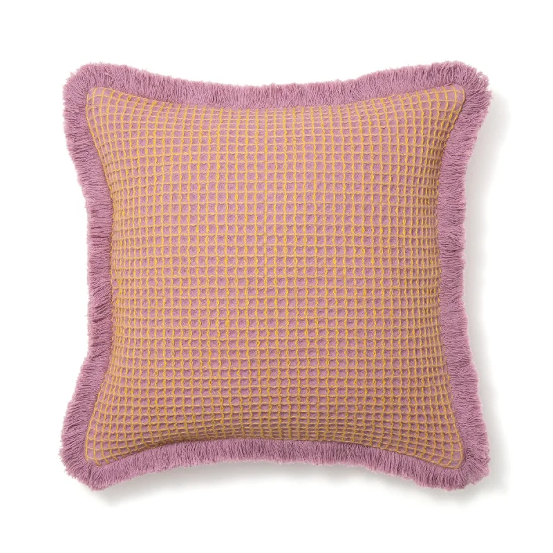 Waffle Fringe Cushion Cover 450 x 450  Purple