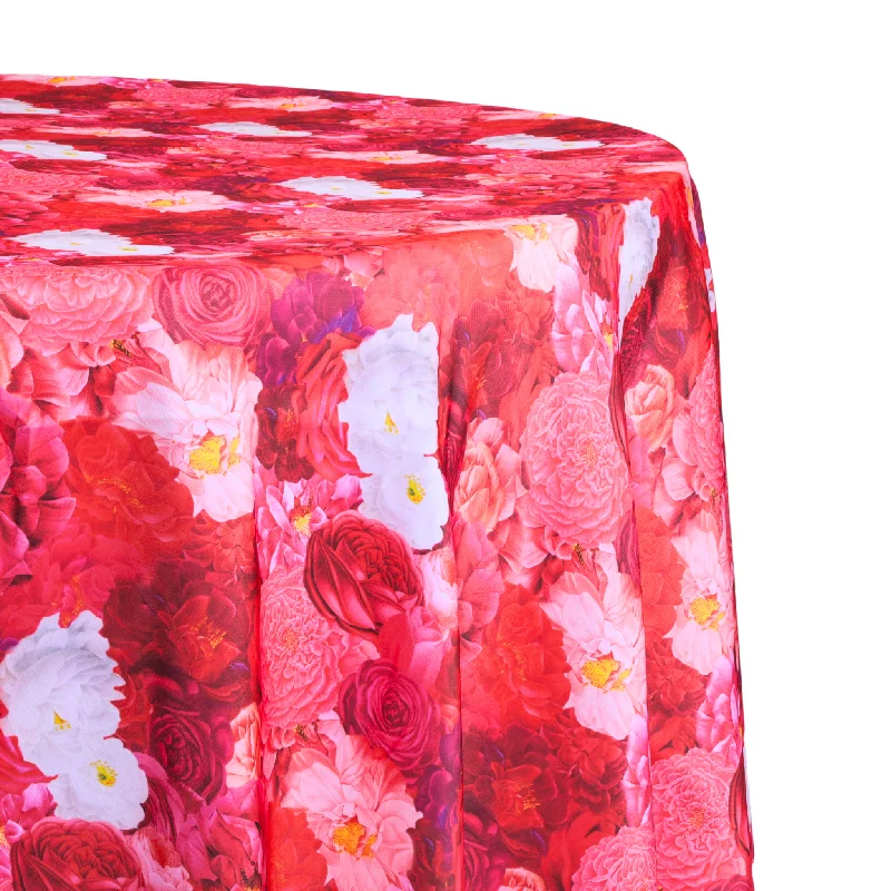 Floral Peony Roses 120" Round Tablecloth - Fuchsia