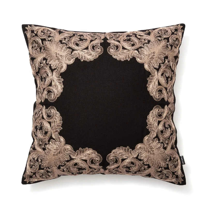 Emb Frame Cushion Cover 450 X 450 Black X Gold