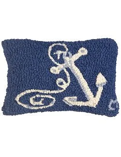 Nautical Anchor & Line Petite Hooked Wool Lumbar Pillow