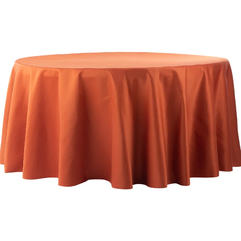 Lamour Satin 132" Round Tablecloth - Rust