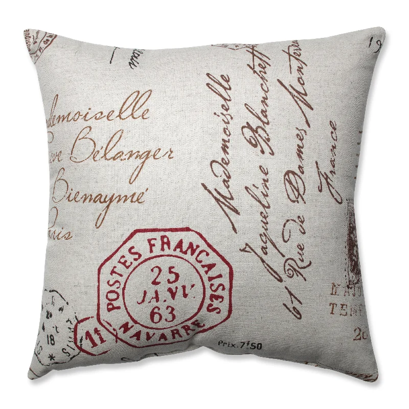 French Postale 16.5-Inch Throw Pillow