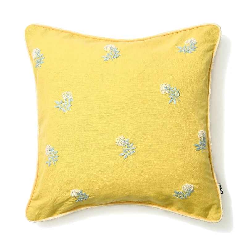 EMB Flower Cushion Cover 450 x 450 Yellow