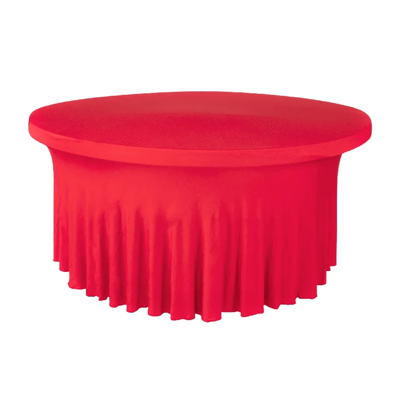 Wavy Spandex Table Cover 5ft Round - Red