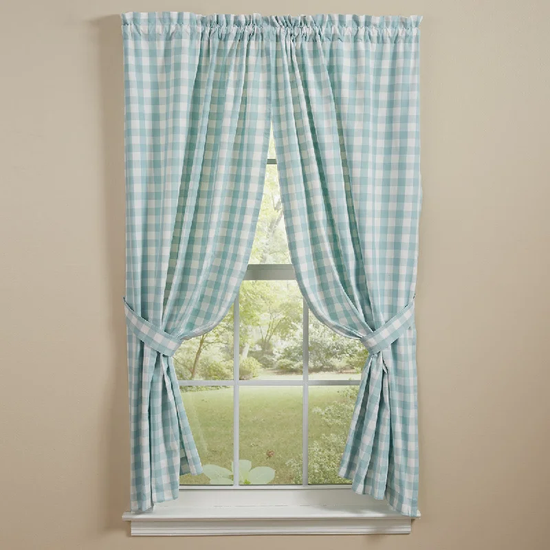 Gingham Check Panels 63" Pr Aqua - Park Designs