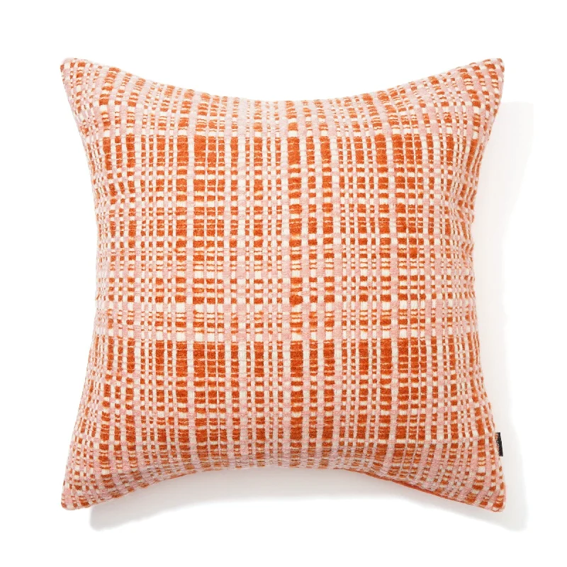 Weave Check Cushion Cover 450 X 450 Orange X Pink