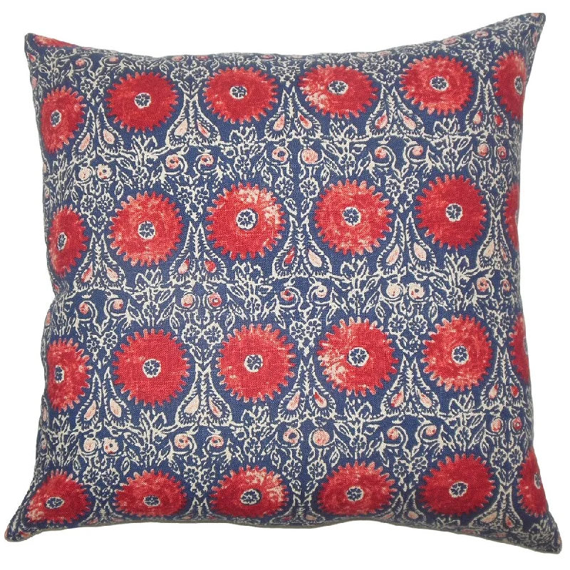 Xaria Floral Euro Sham Red Blue