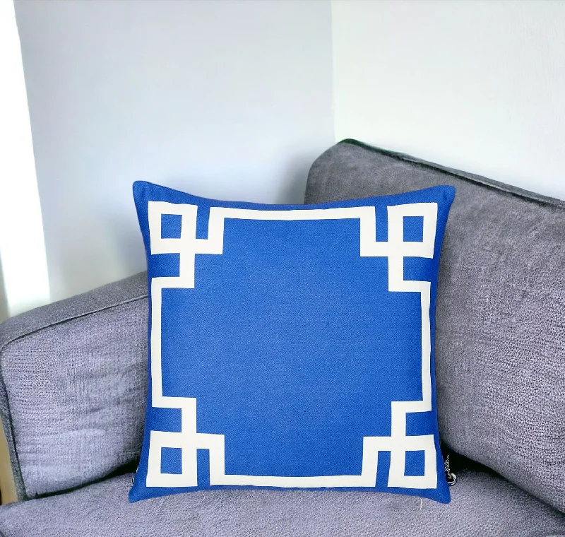 18" Blue and White Throw Pillow Cover