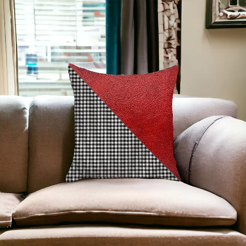 18" Black and Red Throw Pillow Cover