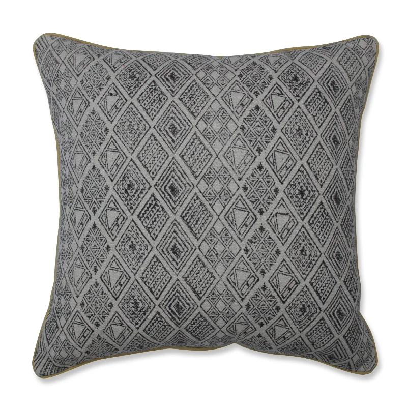 Gypsy Black/Off White 18-Inch Yellow Corded Throw Pillow