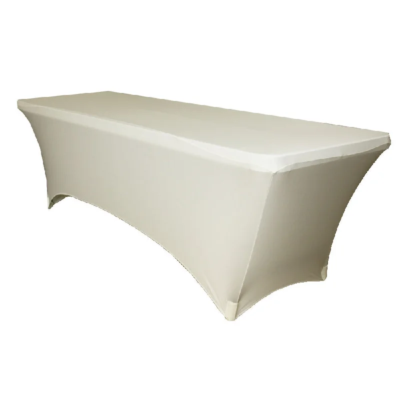 Rectangular 8 FT Spandex Table Cover - Ivory