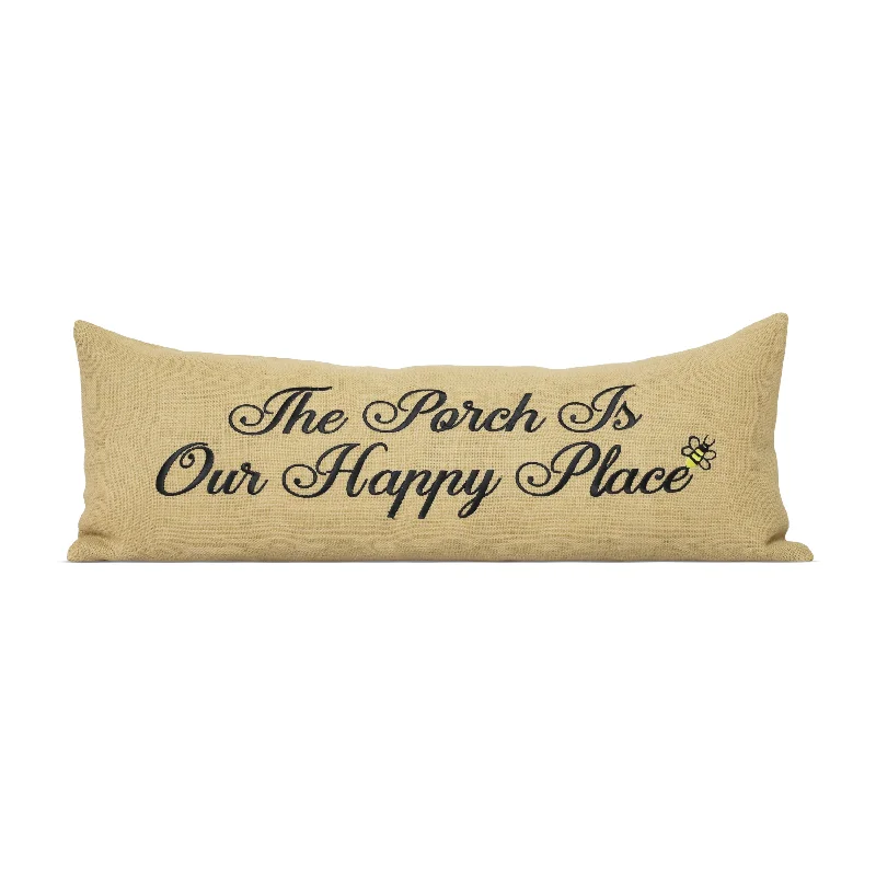 The Porch Is Our Happy Place Pillow Cover