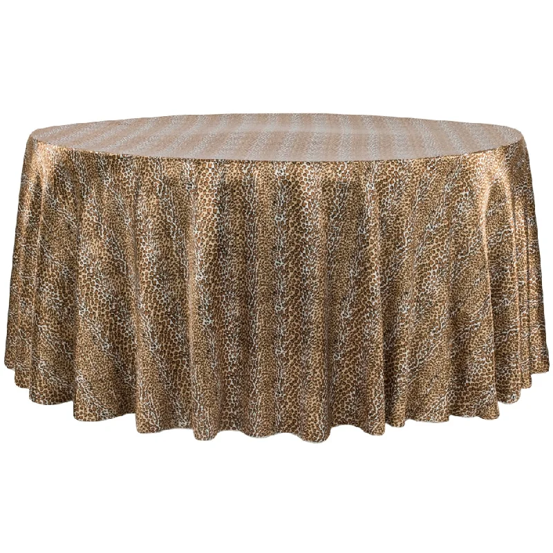 Satin 120" Round Tablecloth - Leopard Design