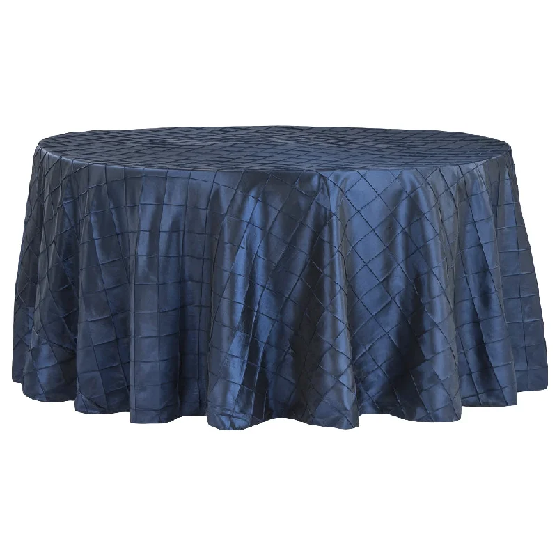 Pintuck 120" Round Tablecloth - Navy Blue