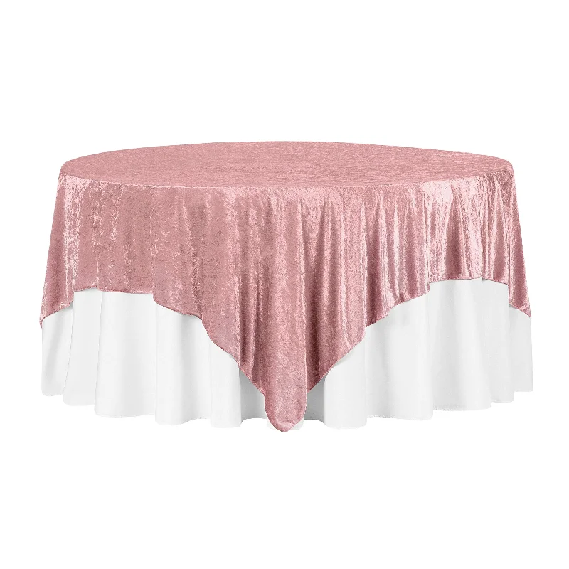 Velvet 85"x85" Square Tablecloth Table Overlay - Dusty Rose/Mauve