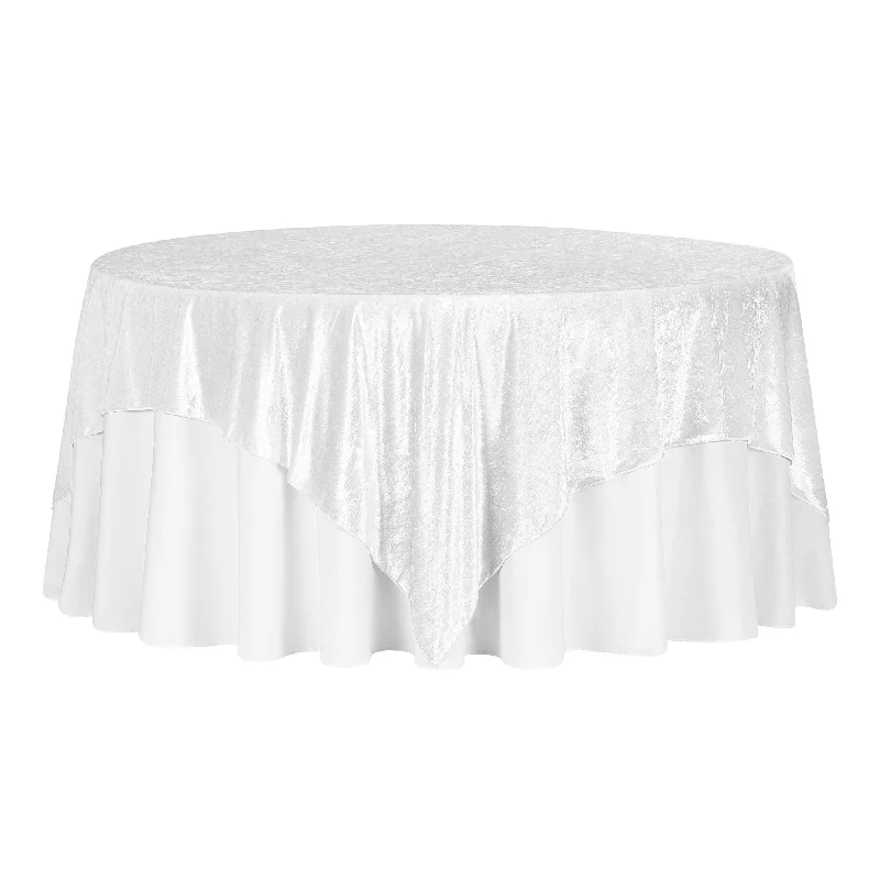 Velvet 85"x85" Square Tablecloth Table Overlay - White