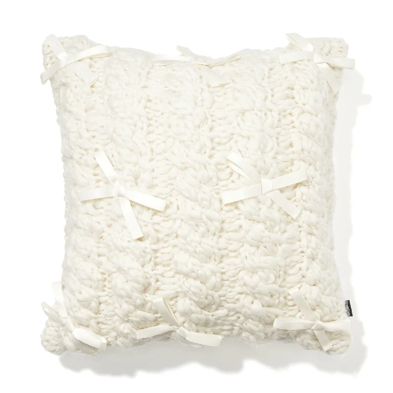 Knit ribbon cushion cover 450 x 450 ivory