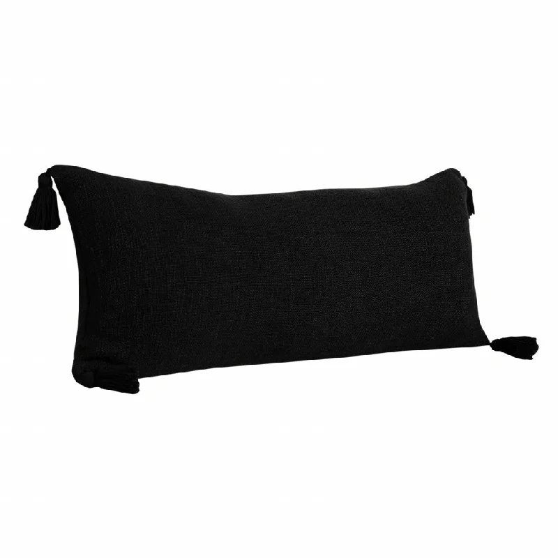 14" X 36" Jet Black 100% Cotton Zippered Pillow