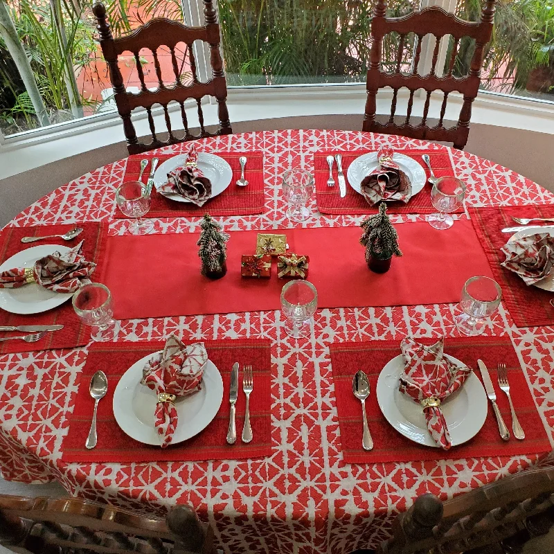 Round Shibori Hex Tablecloth