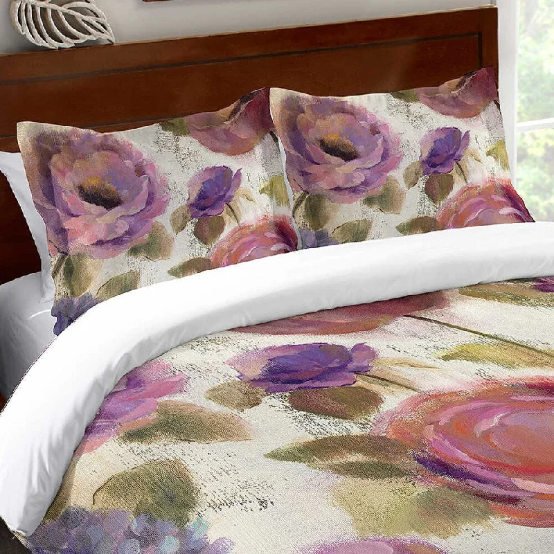 Laural Home Blue and Purple Florals Duvet Sham