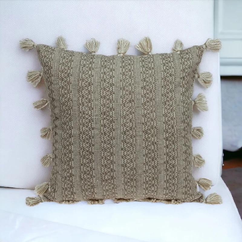 Neutral Sand Woven Throw Pillow