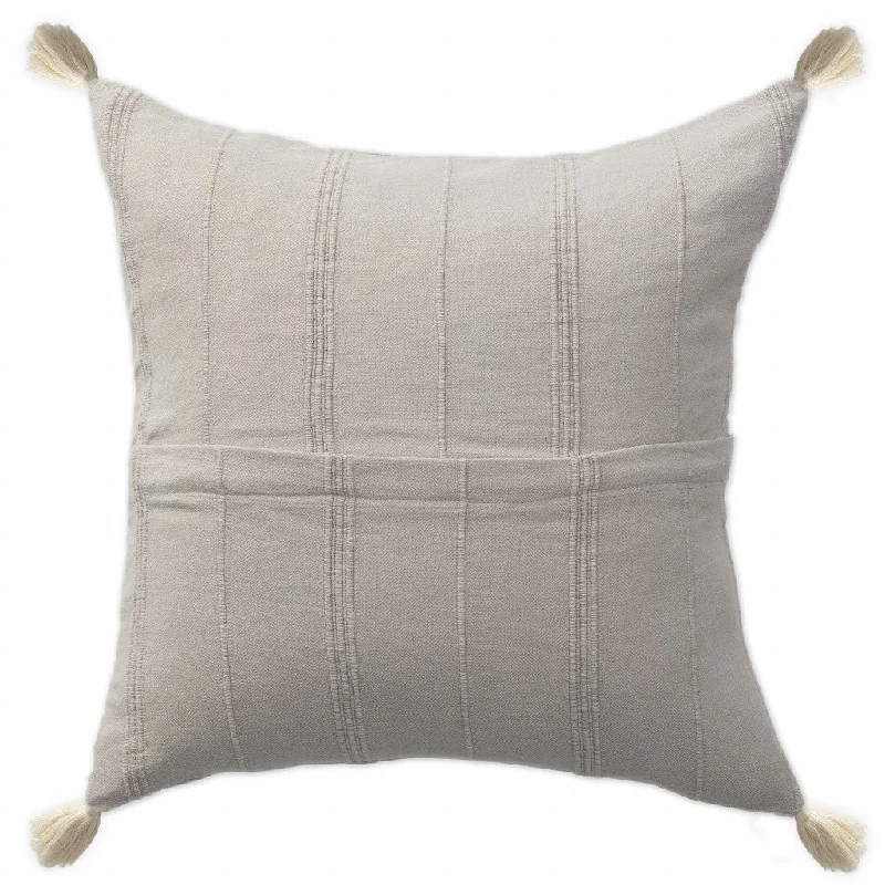 18" X 18" Beige 100% Cotton Zippered Pillow