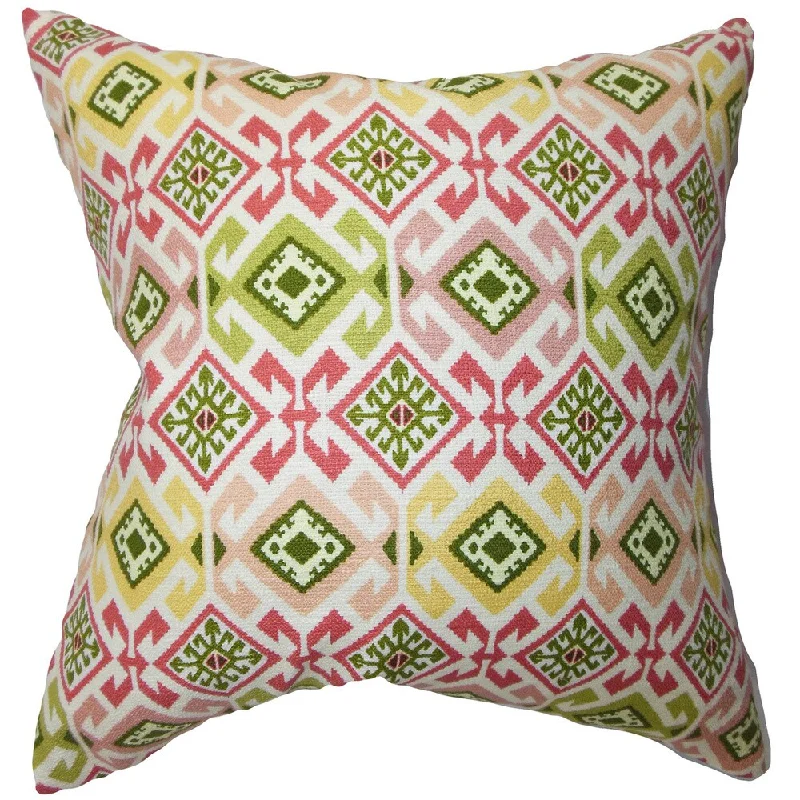 Ealhhun Geometric Euro Sham Pink Green