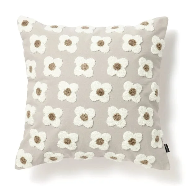 Emb Flower Cushion Cover 450 x 450  Grey