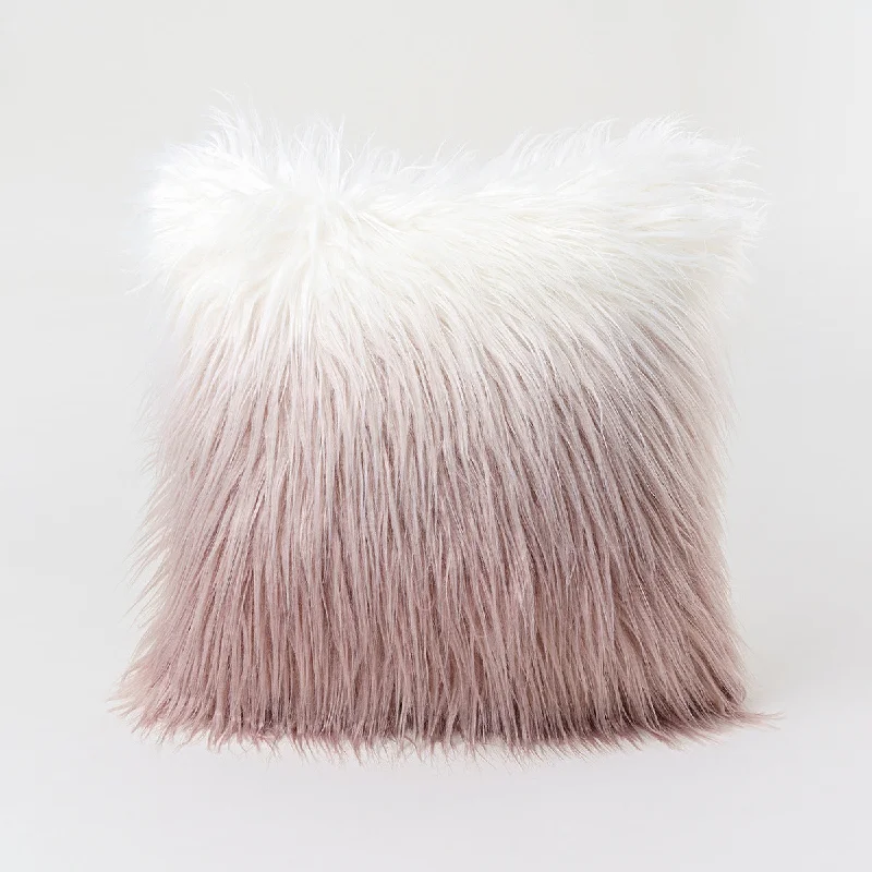 Furry Gradient Pillow Cover & Cushion / Pink