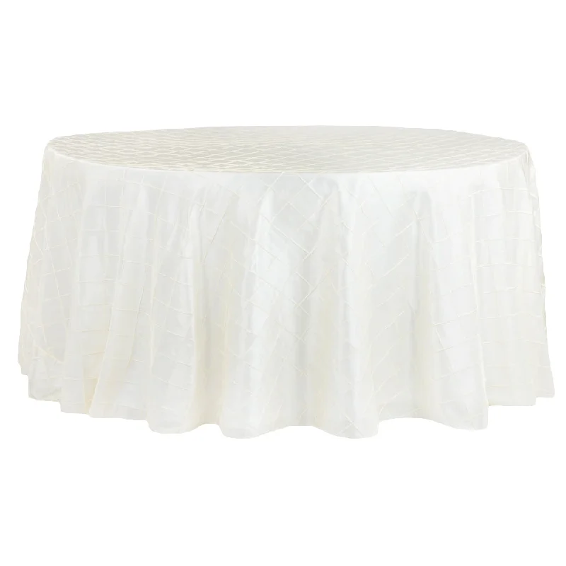 Pintuck 132" Round Tablecloth - Ivory