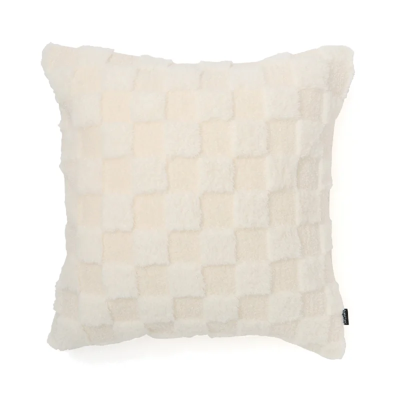 Checkerboard Cushion Cover 450 X 450 White