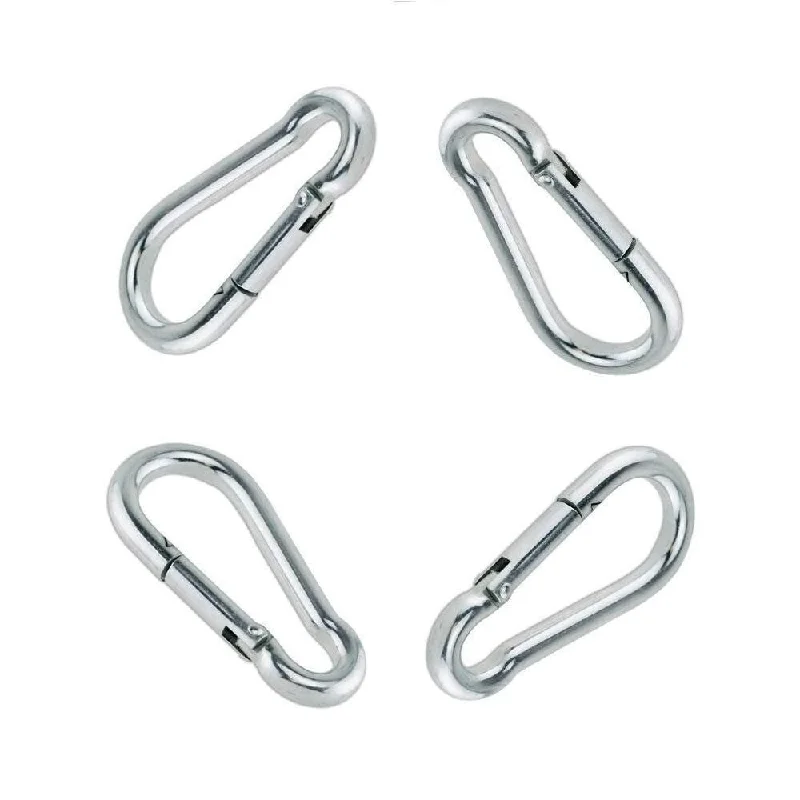 Set of 4 Silver Versatile Spring Snap Hook Stainless Steel 304 Clip Keychain - N/A