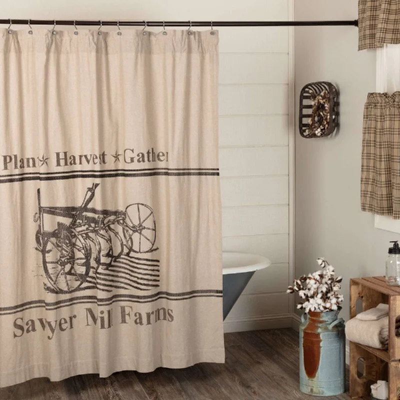 Sawyer Mill Charcoal Plow Shower Curtain 72"x72"