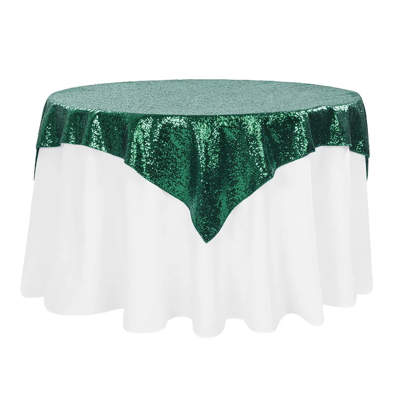 Glitz Sequin Tablecloth Overlay Topper 54"x54" Square - Emerald Green