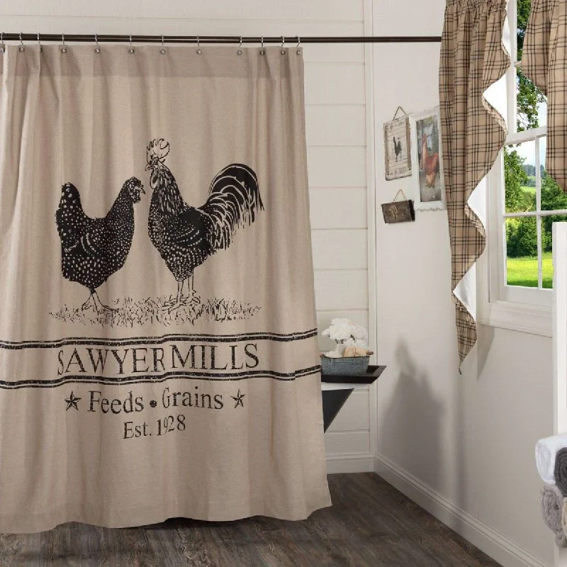 Sawyer Mill Charcoal Poultry Shower Curtain 72"x72"