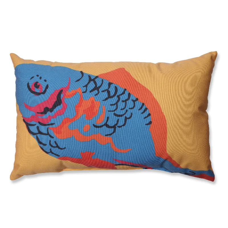 Blue Fish Rectangular Throw Pillow