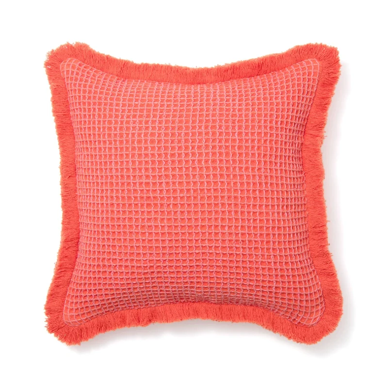 Waffle Fringe Cushion Cover 450 x 450  Orange