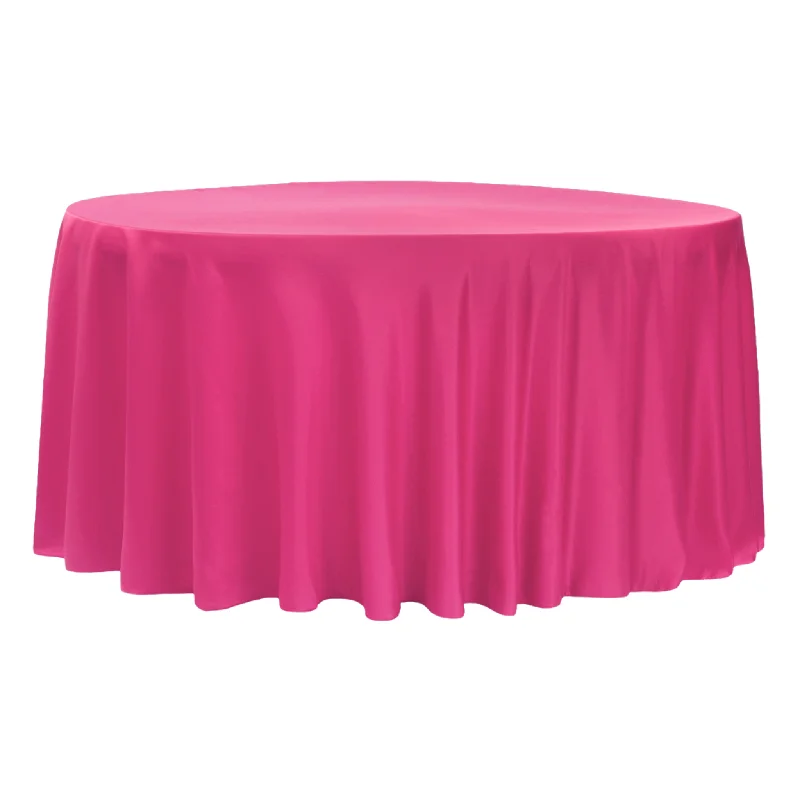 Lamour Satin 120" Round Tablecloth - Magenta