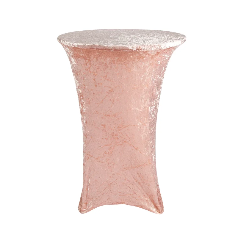 Velvet Spandex Cocktail Table Cover 32" Round - Blush/Rose Gold