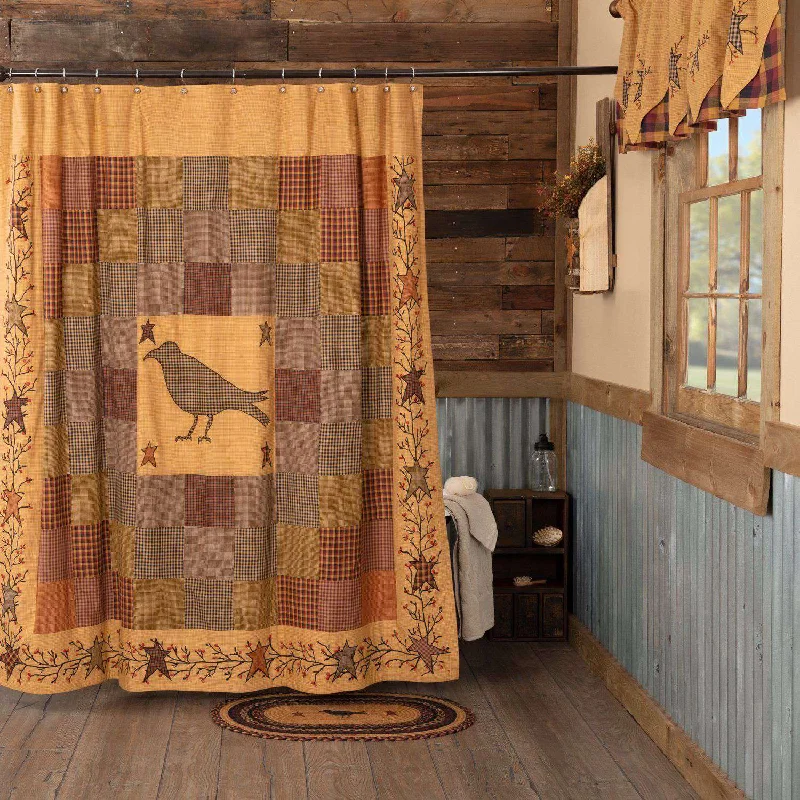 Heritage Farms Applique Crow & Star Shower Curtain 72"x72"