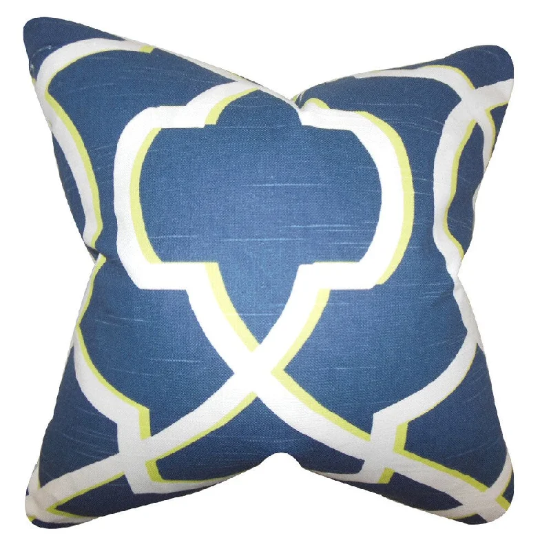 Curan Geometric Euro Sham Blue White