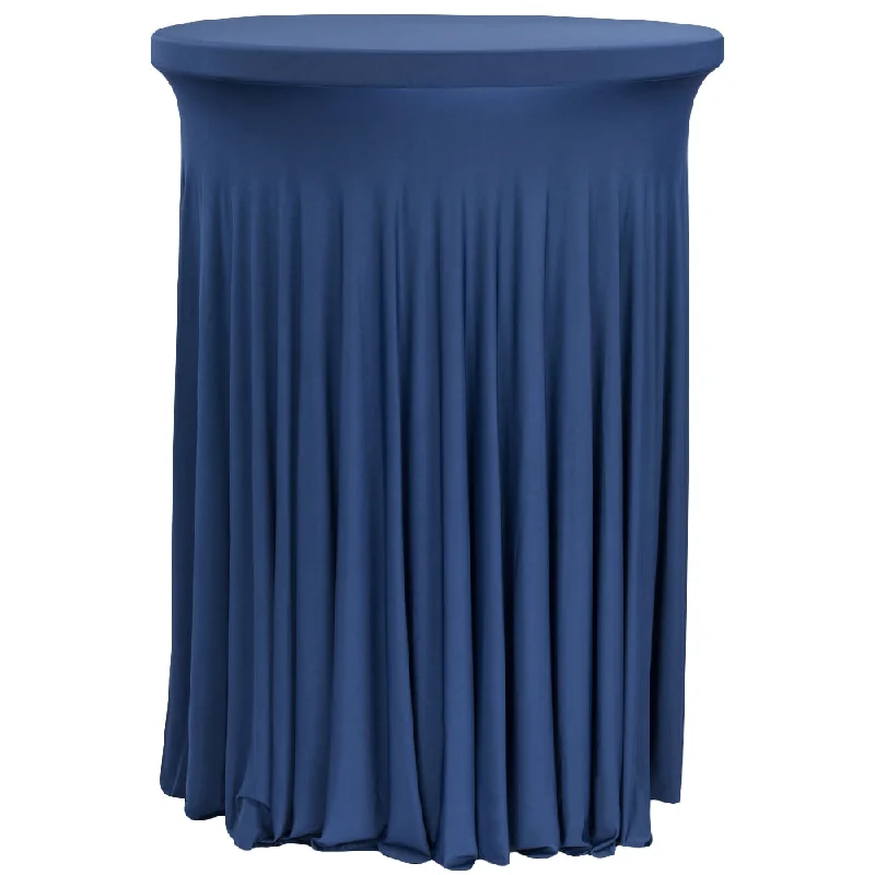 Wavy Spandex Cocktail Table Cover 30"-32" Round - Navy Blue