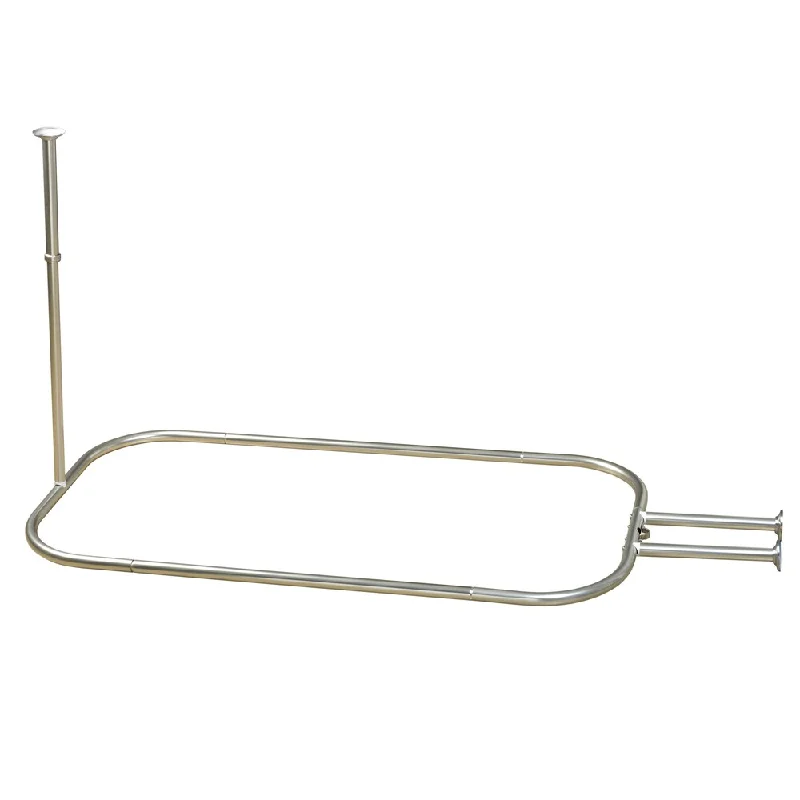 Never Rust Aluminum Rectangular Hoop Shaped Shower Rod for Clawfoot Tubs - Brushed Nickel - Silver