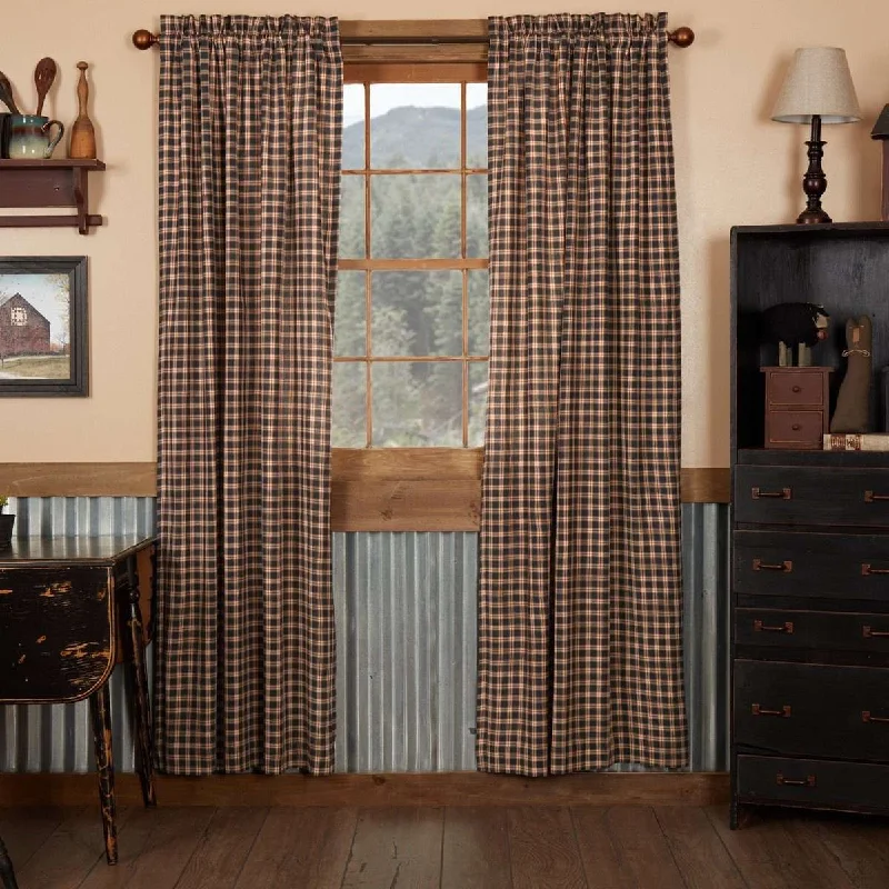 Bingham Star Panel Plaid Country Style Curtain Set of 2 84"x40"